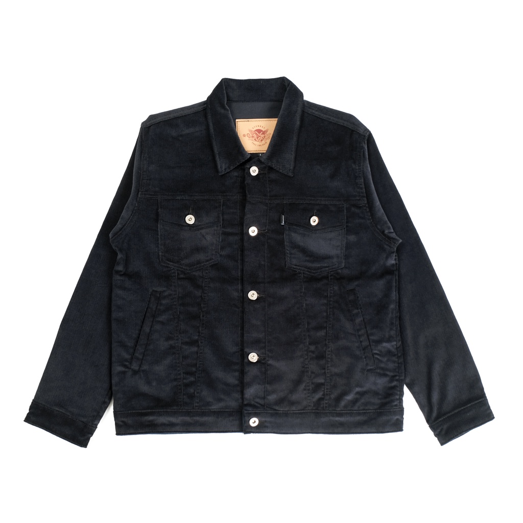 JAKET PRIA - EMERALD TRUCKER BLACK CORDUROY JACKET - JAKET CORDUROY