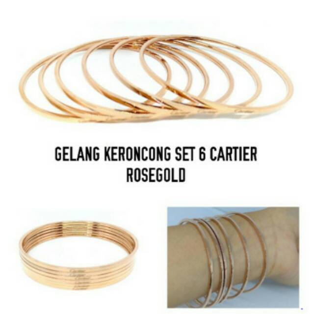 Gelang Titanium Keroncong Cartier set 6 Branded Import Premium High Quality Anti Karat