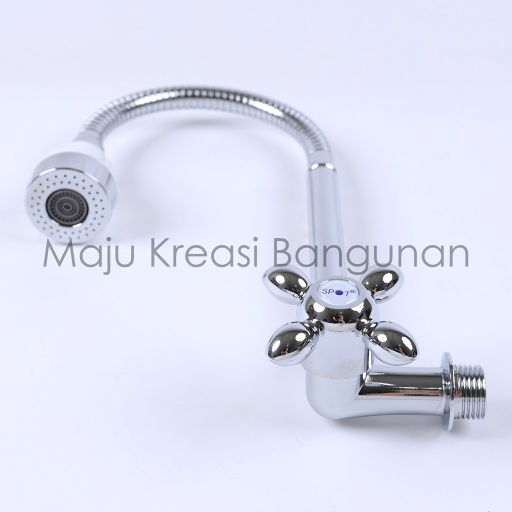 Kran Angsa Fleksibel Kepala Putih Keran Sink Dapur Stainless Stenless