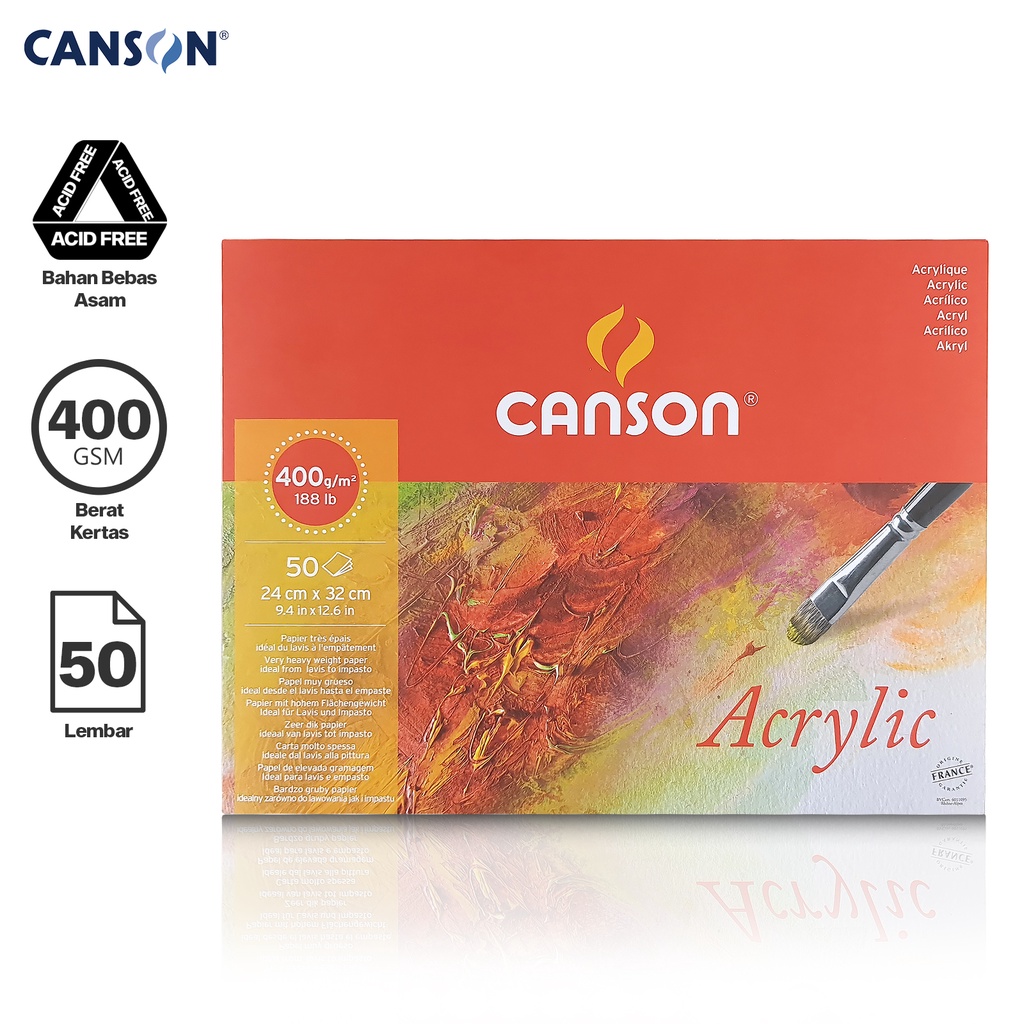 

CANSON Acrylic Kertas Cat Air 50 Lembar 24 x 32 CM Watercolor Pad Kertas Cat Akrilik 200807412