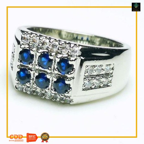 

Batu permat blue sapphire ring stempel 6mata