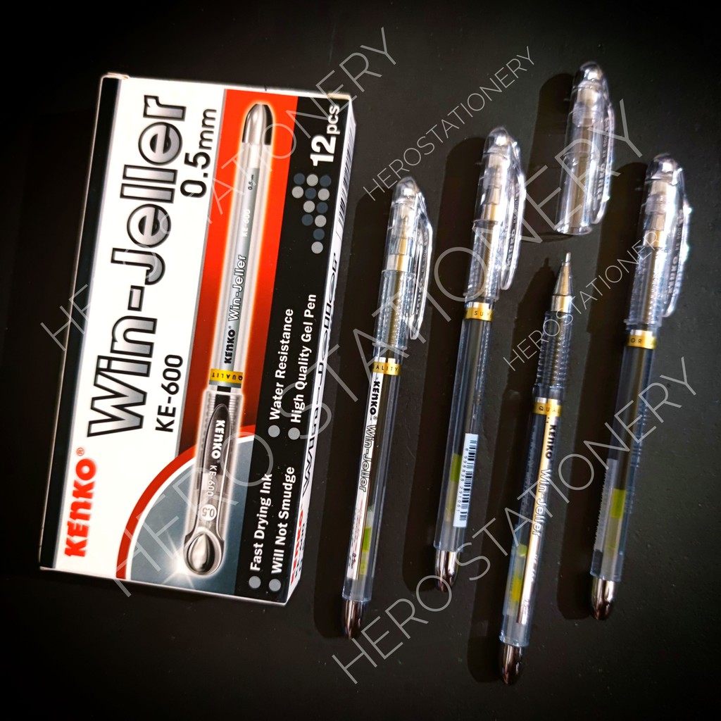 

Pen gel kenko win jeller 0.5 mm tinta hitam . 12 unit