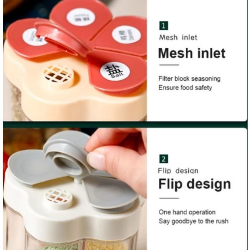 Tempat Bumbu 5IN1 Tabur / Tempat Bumbu 5 Sekat BUNGA / Kotak Bumbu Ms88