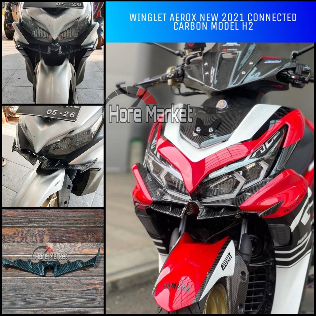 WINGLET H2 NEW AEROX 155 CONNECTED 2023 2022 2021 CARBON BAHAN PLASTIK ABS NVX V2 VVA AEROX CYBER CI