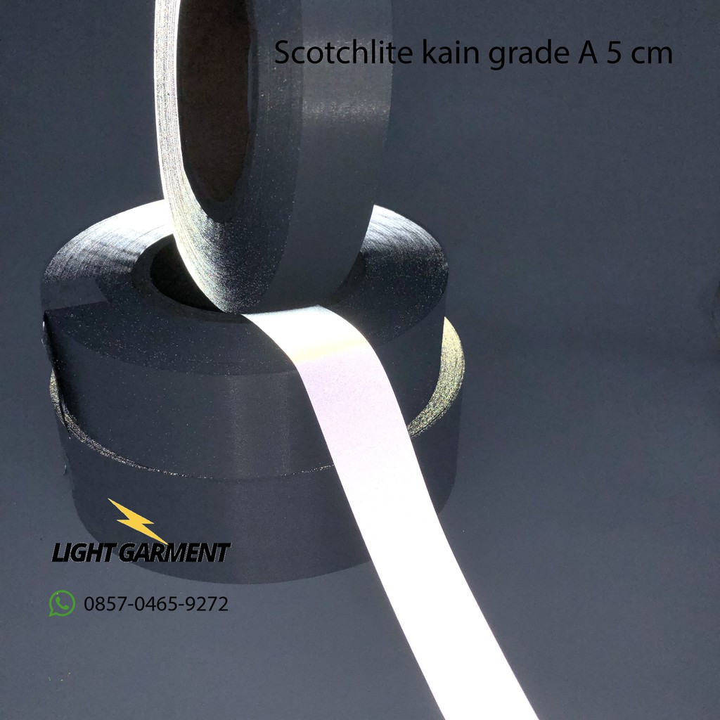 Scotchlite skotlet reflektor kain jahit pemantul cahaya 5 cm per 1 meter