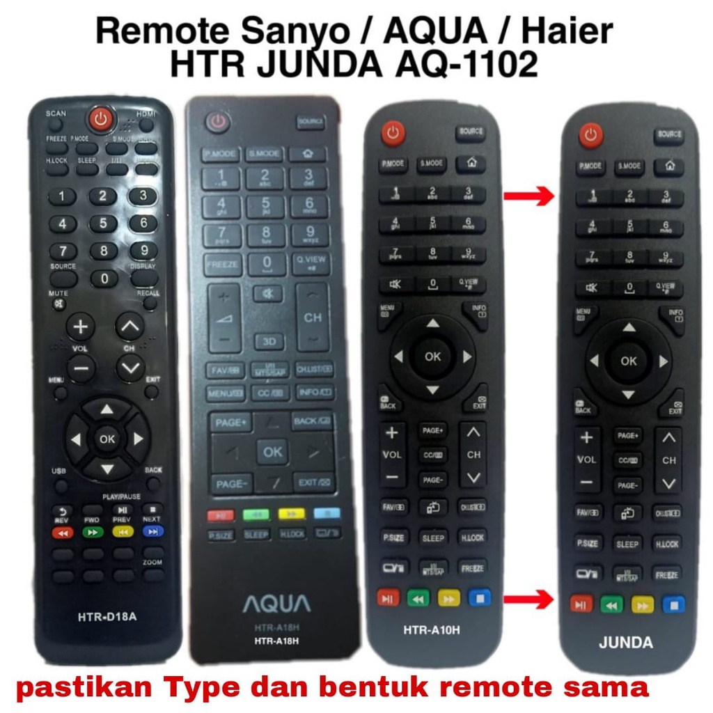 REMOTE LED SMART TV AQUA / SANYO / HAIER HTR-A10H / HTR-D18A / HTR-A18H JUNDA 1102