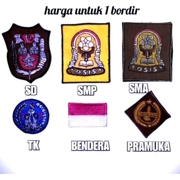 atribut sekolah logo / atribut / emblem / bordir / bordiran / boldir  / Alat jahit / kebutuhan menja