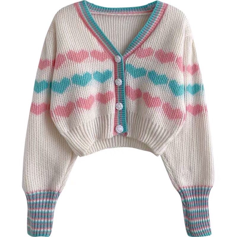 [HANNA.BLACK] ready stock hannie cardi/ love cardi/ cardigan rajut motif love model crop impor ala k