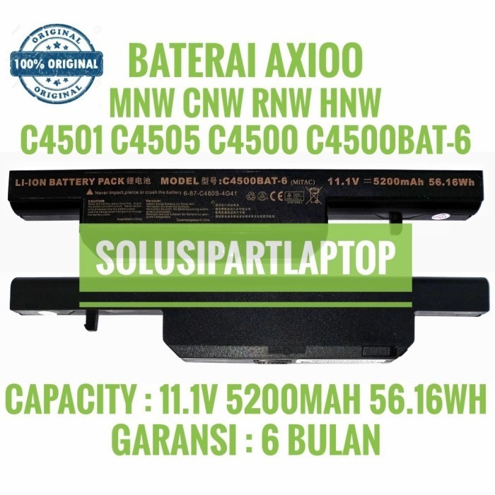 ORIGINAL BATERAI AXIOO NEON  C4500BAT-6 C4500 C4500Q C4500