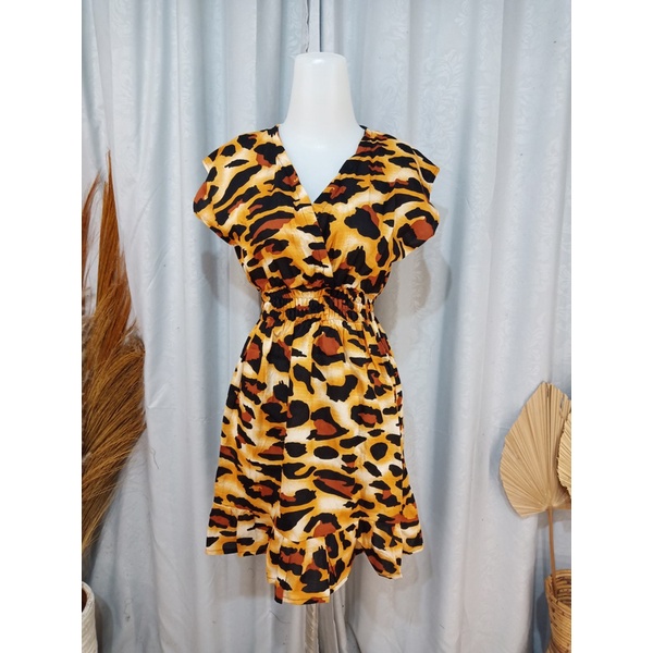 DASTER MINI MOZA RAMPEL BUSUI FRIENDLY MOTIF-Leopard Mustard