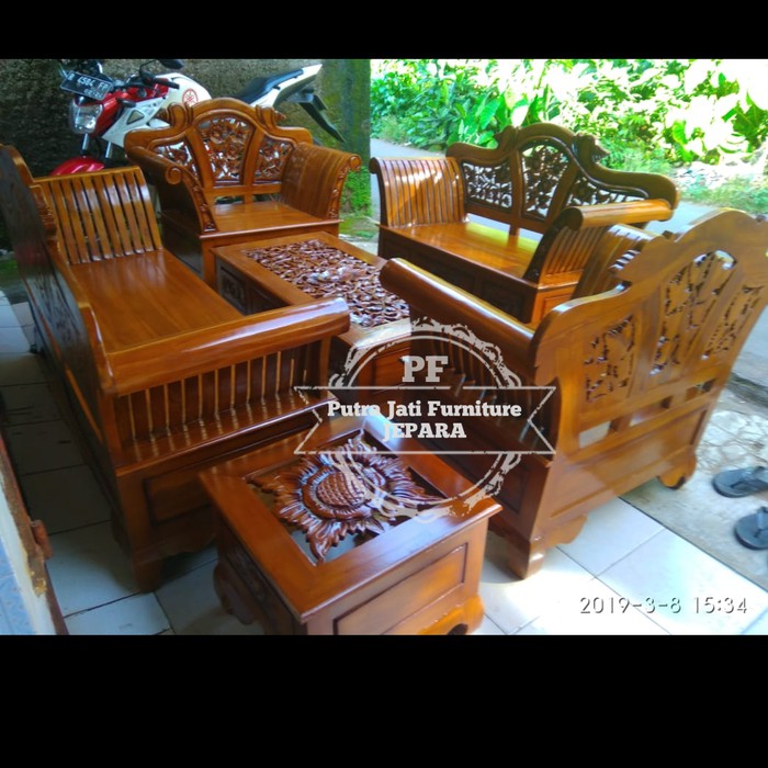 Furniture Jati  Kursi Madura Jati Meja Kursi Ruang Tamu Ukir Asli Jepara