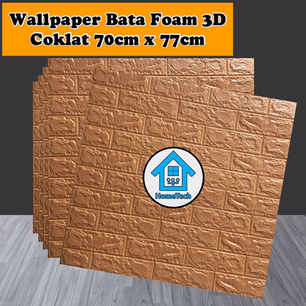 HT Wallpaper Sticker Foam Bata 3D Coklat Premium Wall Paper Stiker Dinding-70cm x 77cm