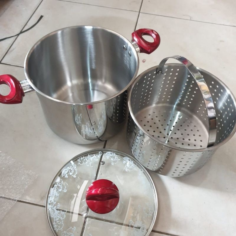 Supra Stainless 8Qt Stockpot + Basket. Panci Stockpot + Keranjang Supra