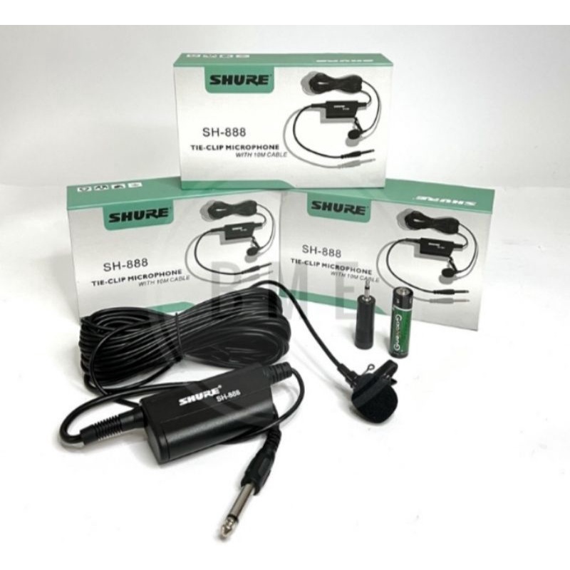 MIC JEPIT KANCING (KLIP ON) KABEL 10M SHURE SH-888 UNTUK IMAM DLL