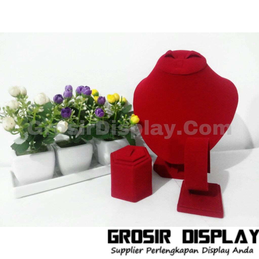 Tempat Perhiasan Kalung Gelang Cincin Bludru Merah Display Seserahan Kotak Aksesoris Mas Kawin Mahar