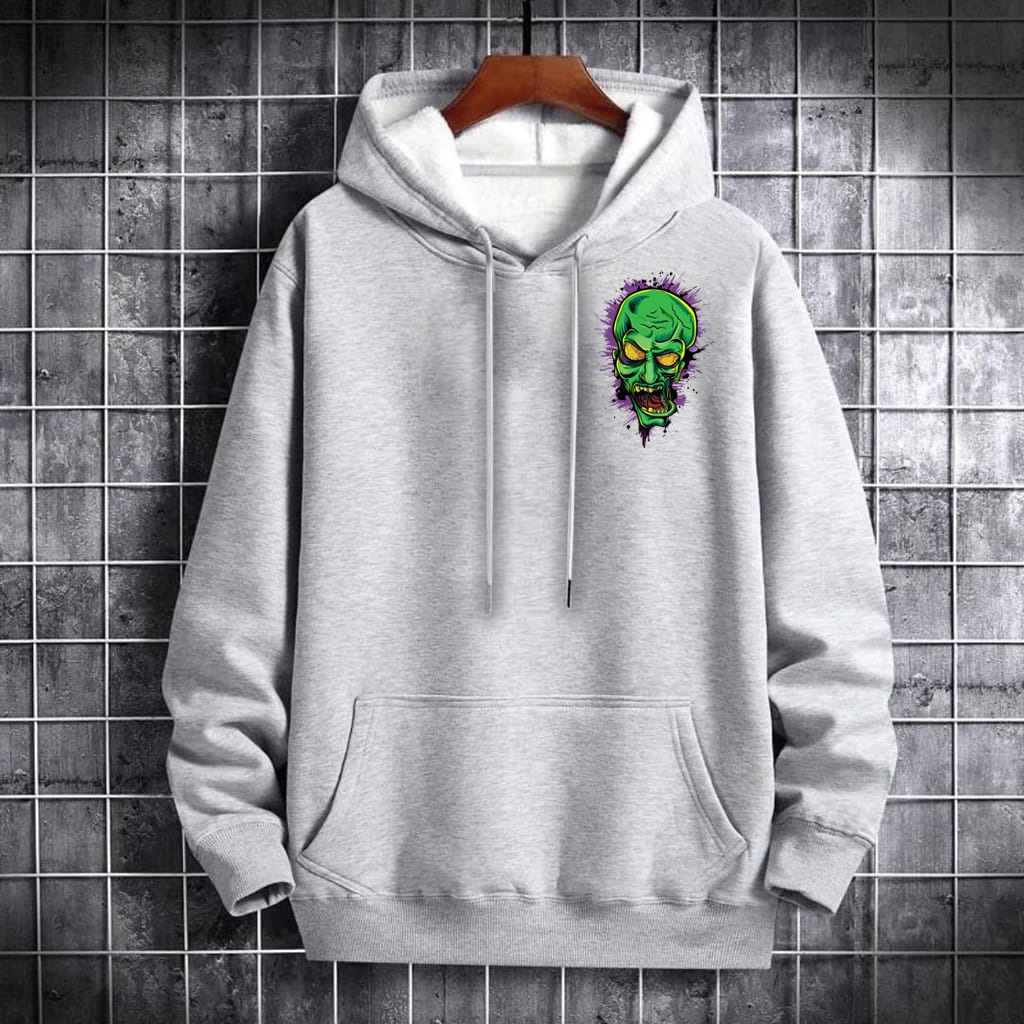 INDOSAN-SWEATER HOODIE GREEN ZOMBIE-HOODIE DISTRO BAHAN FLEECE MOTIF GAMBAR DTF PRINTING-REAL PICT-BISA COD