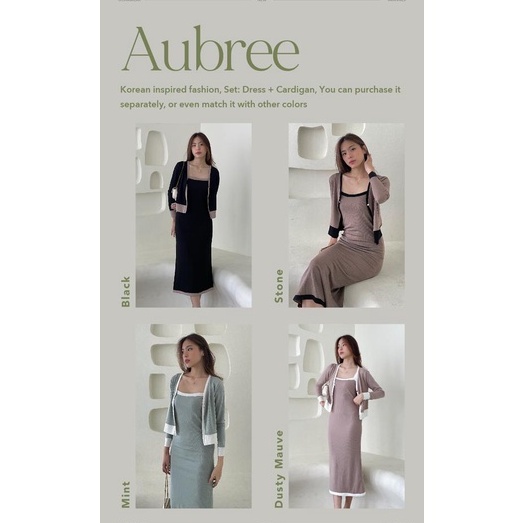 Aubree Knit Dress —— Ocha Wear | Korean Premium Knit Wanita | Knit Set (Dress + Cardigan) Berkualitas