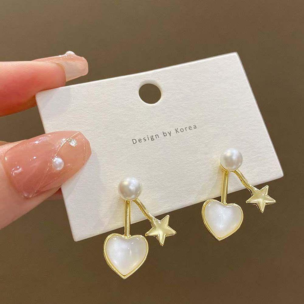 Needway Bintang Anting Pesta Pernikahan Fashion Cinta Hati Aksesoris Perhiasan Drop Earrings Mutiara Ear Studs