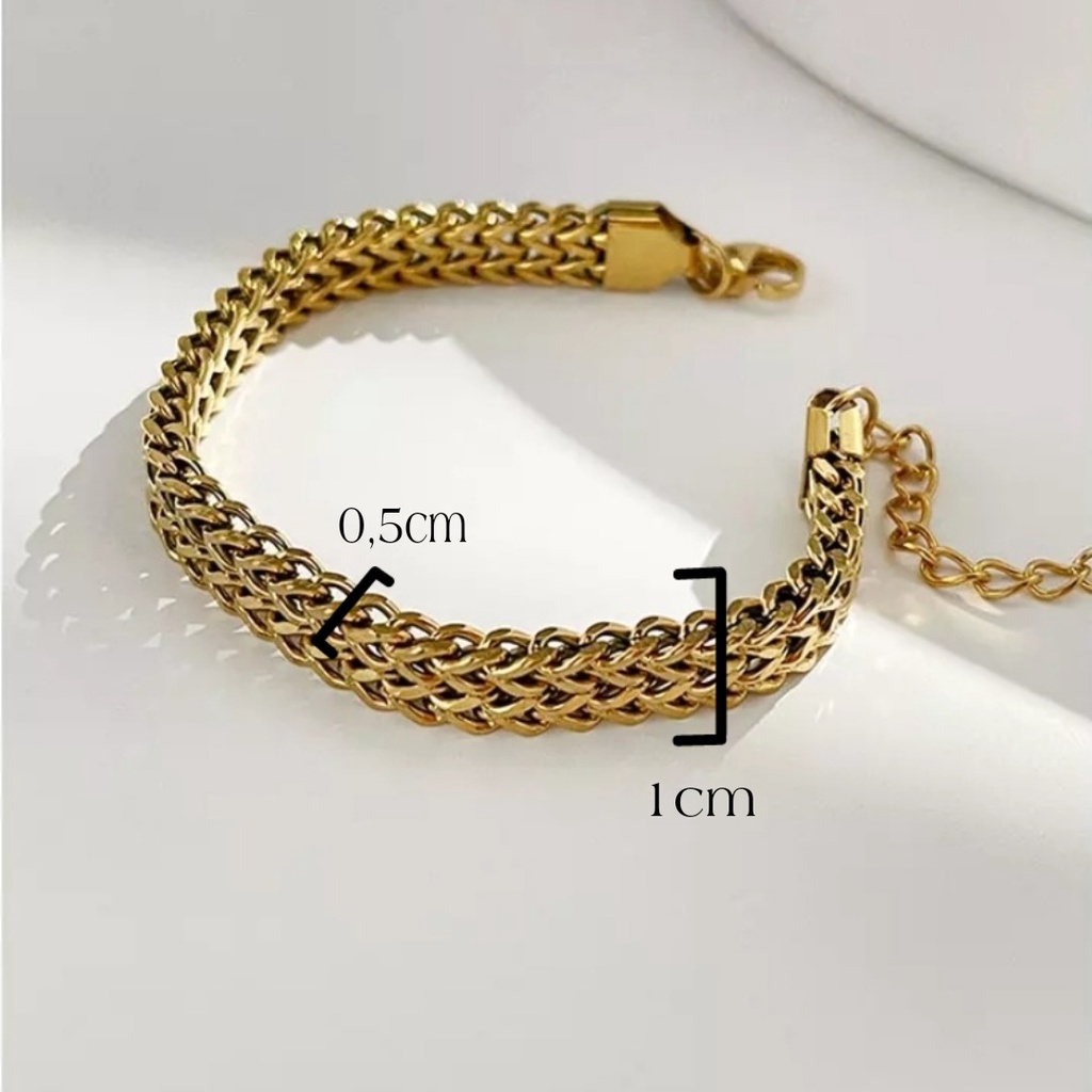 Gelang Rantai Gandum 2 Leyer Besar Warna Gold