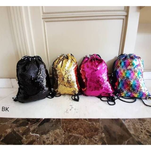 32005 REVERSE SEQUIN STRING BAG / TAS SERUT SEQUIN / TAS SERUT BLING BLINK IMPORT KOREA MURAH