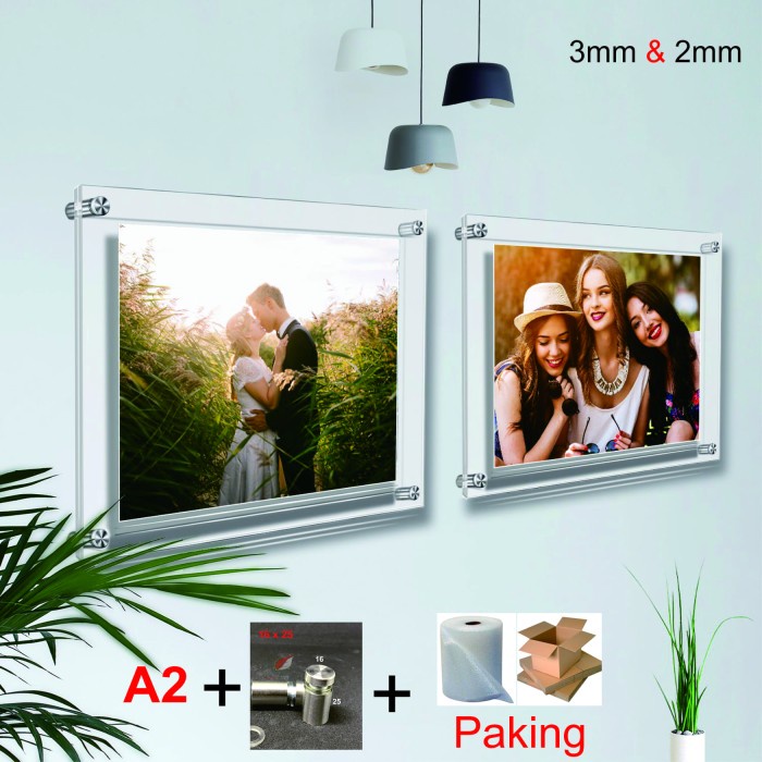 A2 Acrylic Display  Frame Akrilik  Akrilik Poster Dinding 2mm  3mm Terbaru