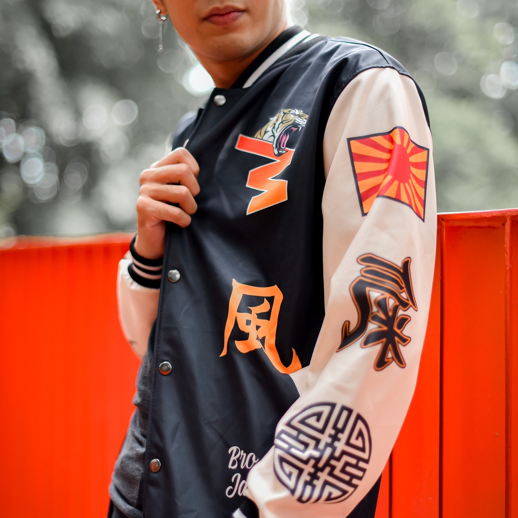 Jaket Varsity Baseball Pria Wanita Japan Series Motif Terbaru Vintage Kekinian Jaket Motor Touring Outdoor Travelling Original Distro Premium B3