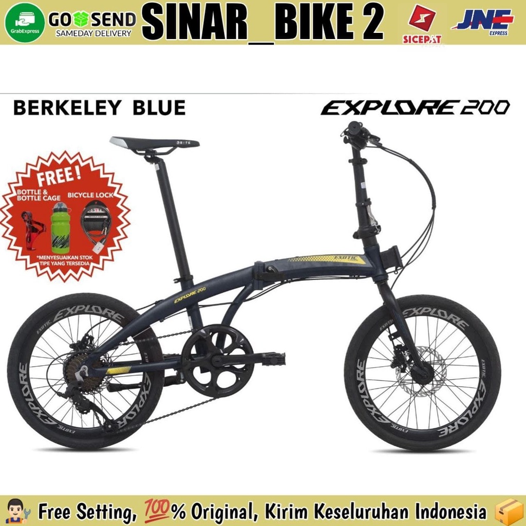 Sepeda Lipat 20 Inch Exotic Explore 200 Alloy 9 Speed Hidrolik