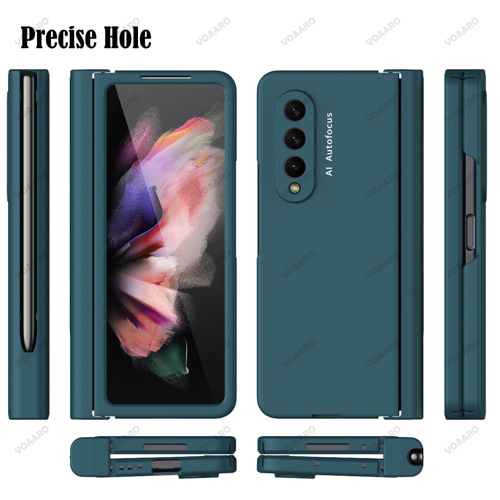 Frosted Matte Skin Hinge Case Tempered Glass Samsung Galaxy Z Fold 3 And With Slot Pen