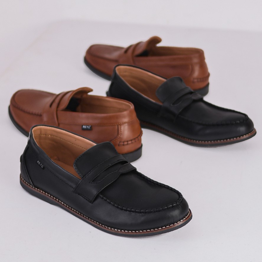 Shuffle Black | Sepatu Loafers Penny Klasik Vintage Klasik Ori Loafer Slip Footwear | FORIND x Reyl