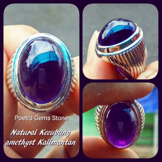 CINCIN BATU AKIK NATURAL AMETHYST KECUBUNG UNG PANGKALAN BUN SIZE KANTORAN