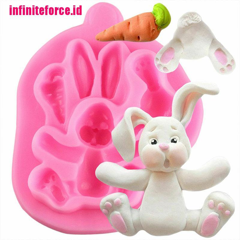 3D Rabbit Easter Bunny Silicone Kitchen Fondant Molds Cupcake Tools Sugarcraf