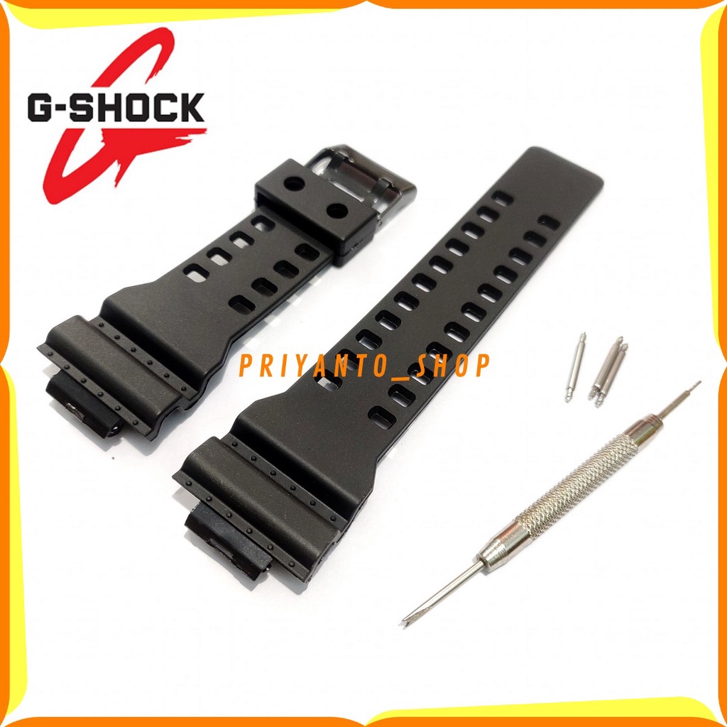 Strap Tali jam Tangan Casio G-Shock GA-100 GA-110 GA-120 GA 150 GA-300 GD-100 GD-110 G-8900 GW-8900 RUBBER WATCH BEND FULL BLACK FREE PEN REMOVER TERMURAH PREMIUM