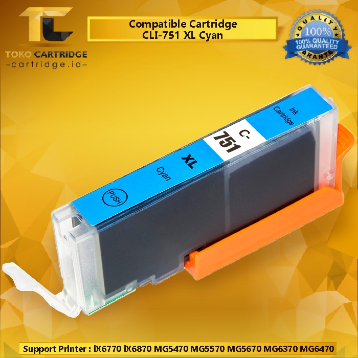 Cartridge Tinta Compatible Canon PGI750 XL CLI751. Quality Refill Printer iX6770 iX6870 MG5470 MG5570 MG5670 MG6370 MG6470 MG7170 MG7570 MX727 MX927 iP7270 iP8770