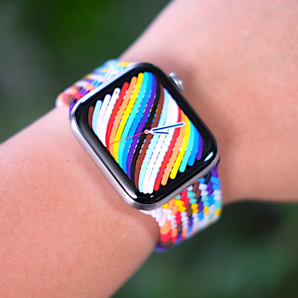 Strap Apple Watch Braided Solo Loop Nylon Elastis Adjustable Stretchable Sport Band iWatch Tali Jam 38mm 40mm 41mm 42mm 44mm 45mm Apple Watch Series 1 2 3 4 5 6 7 SE 8 ultra