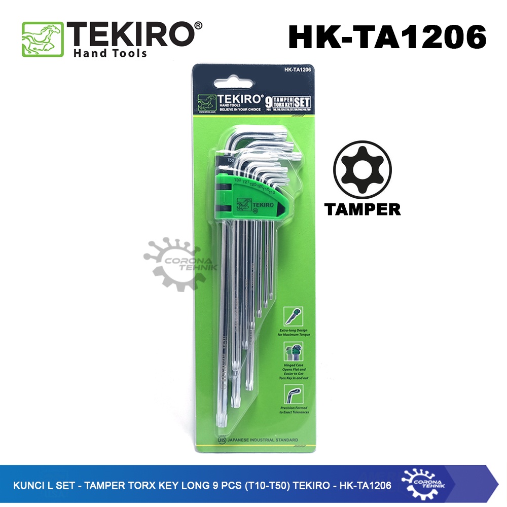 Tekiro - HK-TA1206 - Kunci L Set Torx 9 Pcs Lubang Panjang