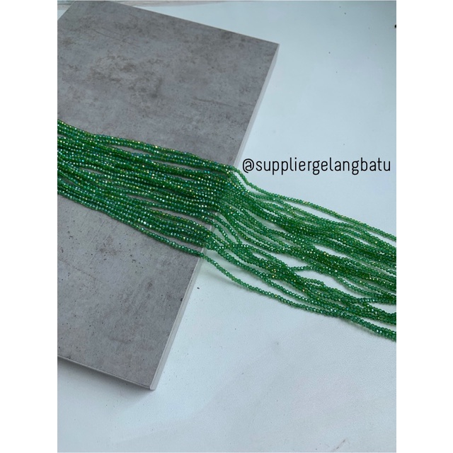 Kristal Ceko 2mm green quartz metallic bahan hijau kuarsa AB metalik