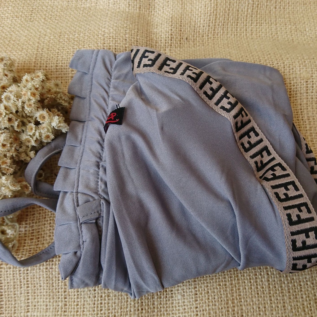 Hijab Instan Gerigi Tali FF/Bergo Tali Pet Gerigi Sporty FF-Abu