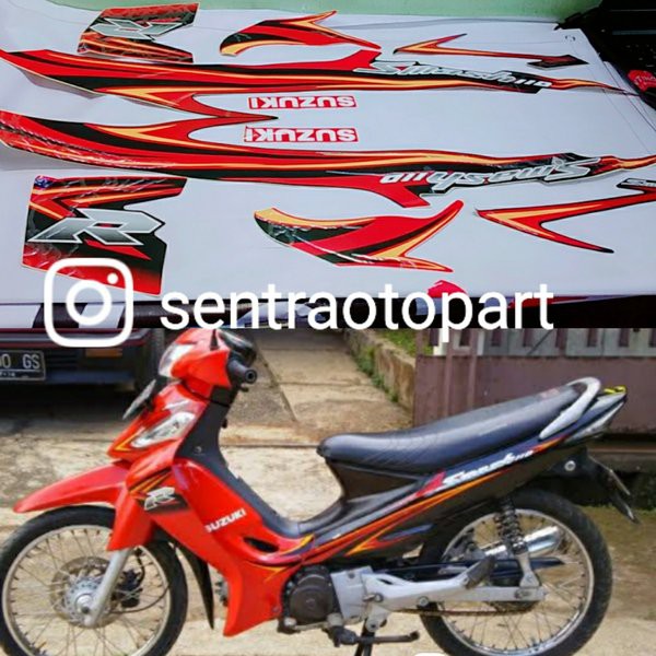 POLET striping list stiker motor smash 110 R 2008 hitam merah