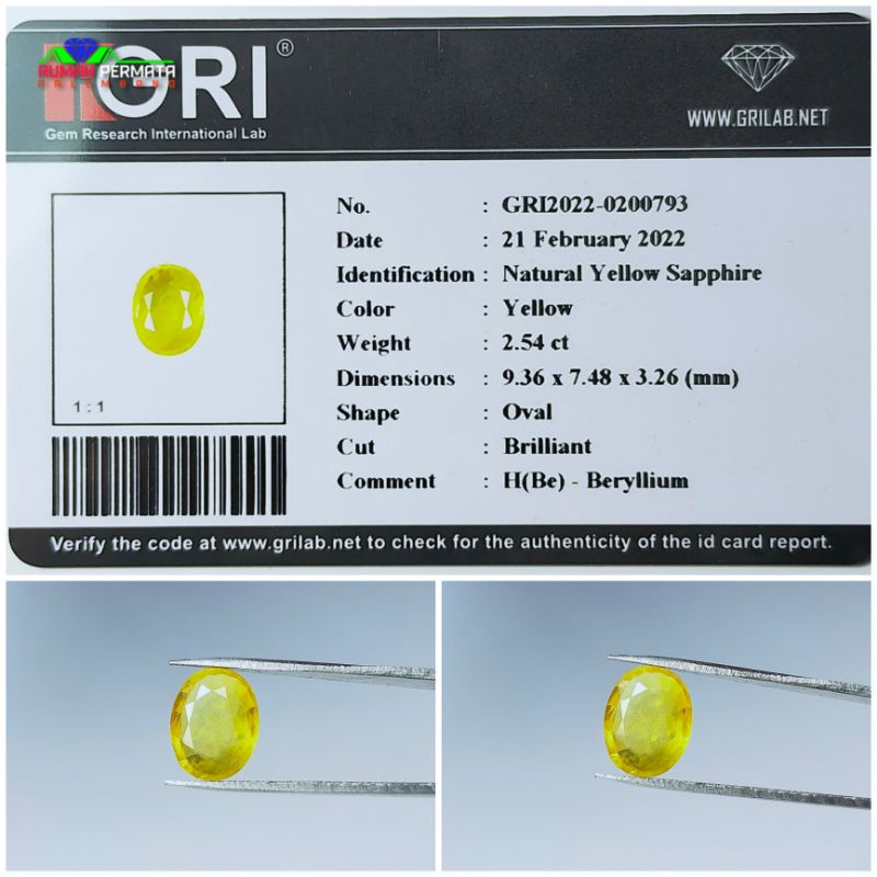 Batu Permata Yellow Sapphire Natural Asli Original Bersertifikat