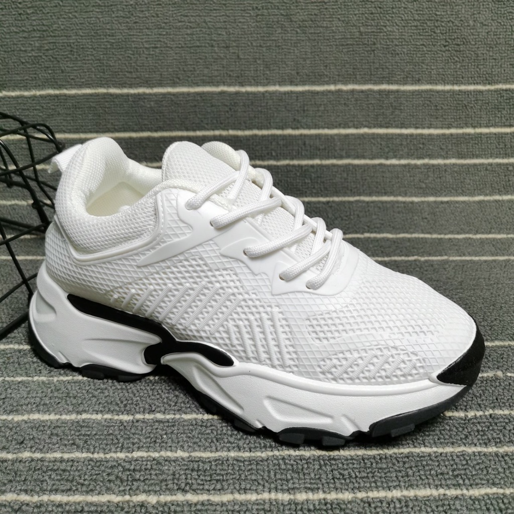 Sepatu Olahraga Wanita Putih Sneaker Sport Cewek Import Spatu Sneakers Wanita running Fashion SP-093-K909 Putih Hitam