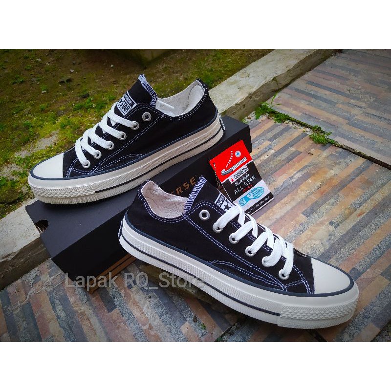 OBRAL SEPATU SNEAKERS CONVERSEEE 70S HIGH X OFF WHITE TRIPLE BLACK SOL MATTE IMPORT QUALITY