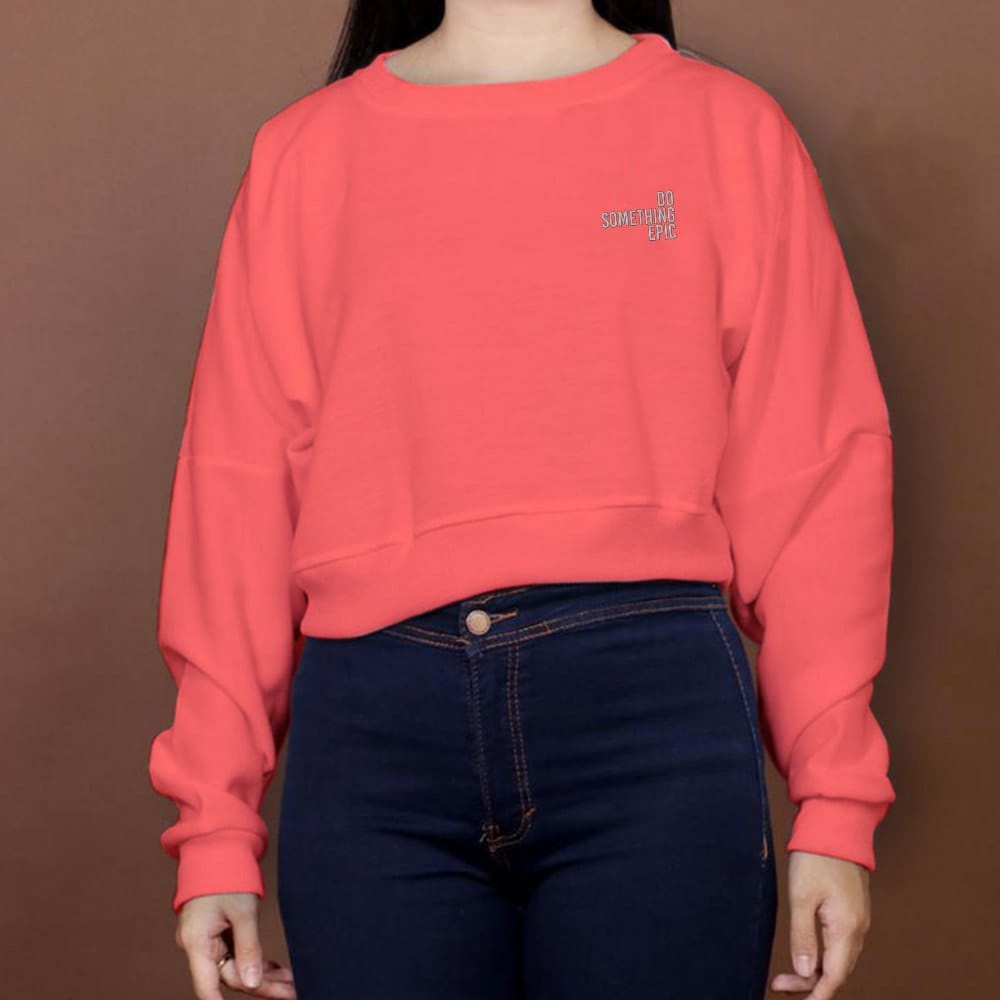 DO SOMETHING EPIC BORDIR CROP OVERSIZE SWEATER WANITA / SWEATER CROP WANITA TEBAL / SWEATER CROP BORDIR