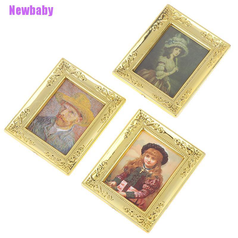 (Newbaby) Miniatur Frame Minyak Antik Skala 1: 12 Untuk Dekorasi Rumah Boneka