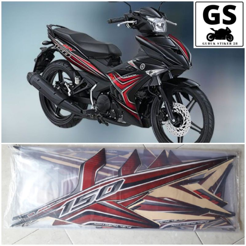 STRIPING STIKER LIS BODY MOTOR YAMAHA JUPITER MX KING TAHUN 2020-2021 HITAM LIS MERAH