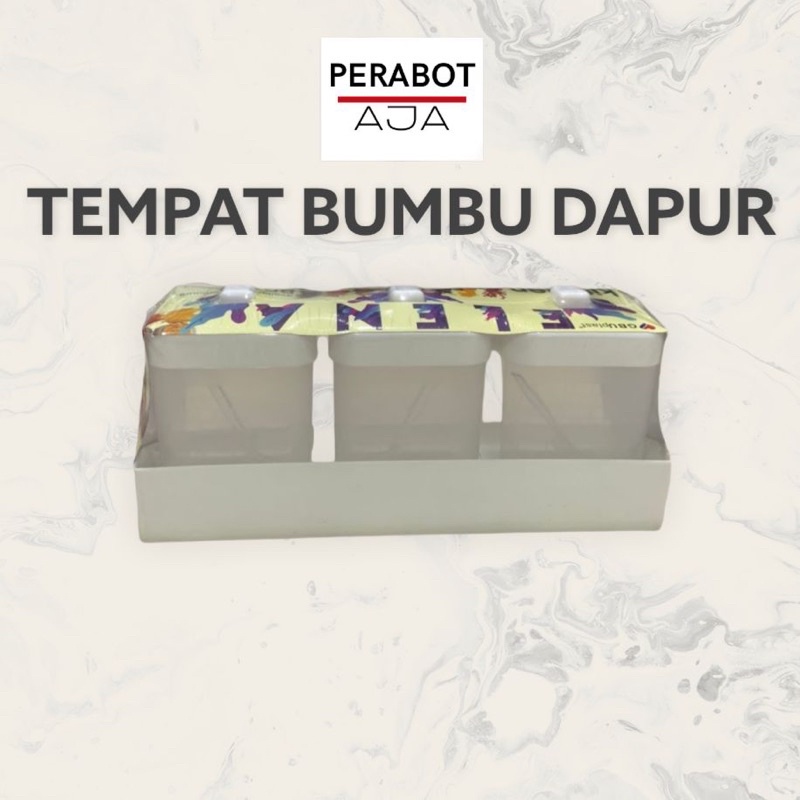 TEMPAT BUMBU DAPUR SERBAGUNA KITCHEN SET 3 in 1 GBU | RAK BUMBU | WADAH BUMBU WARNA ELENA