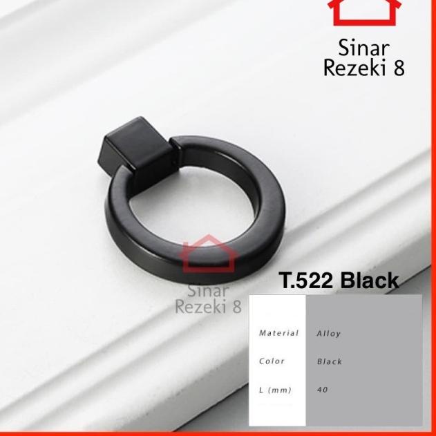 ➯ Handle 522 Black Ring Tarikan Gagang Knob Bulat Laci Lemari Minimalis ✧