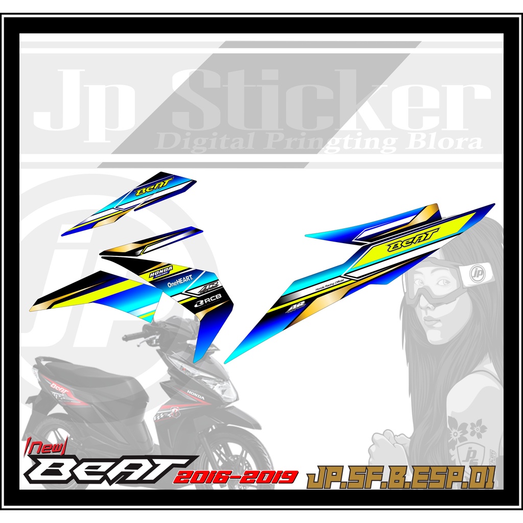 Stiker Beat FI New - Sticker Striping Body Motor Honda BEAT NEW ESP Th.2016-2019 Racing JP 01
