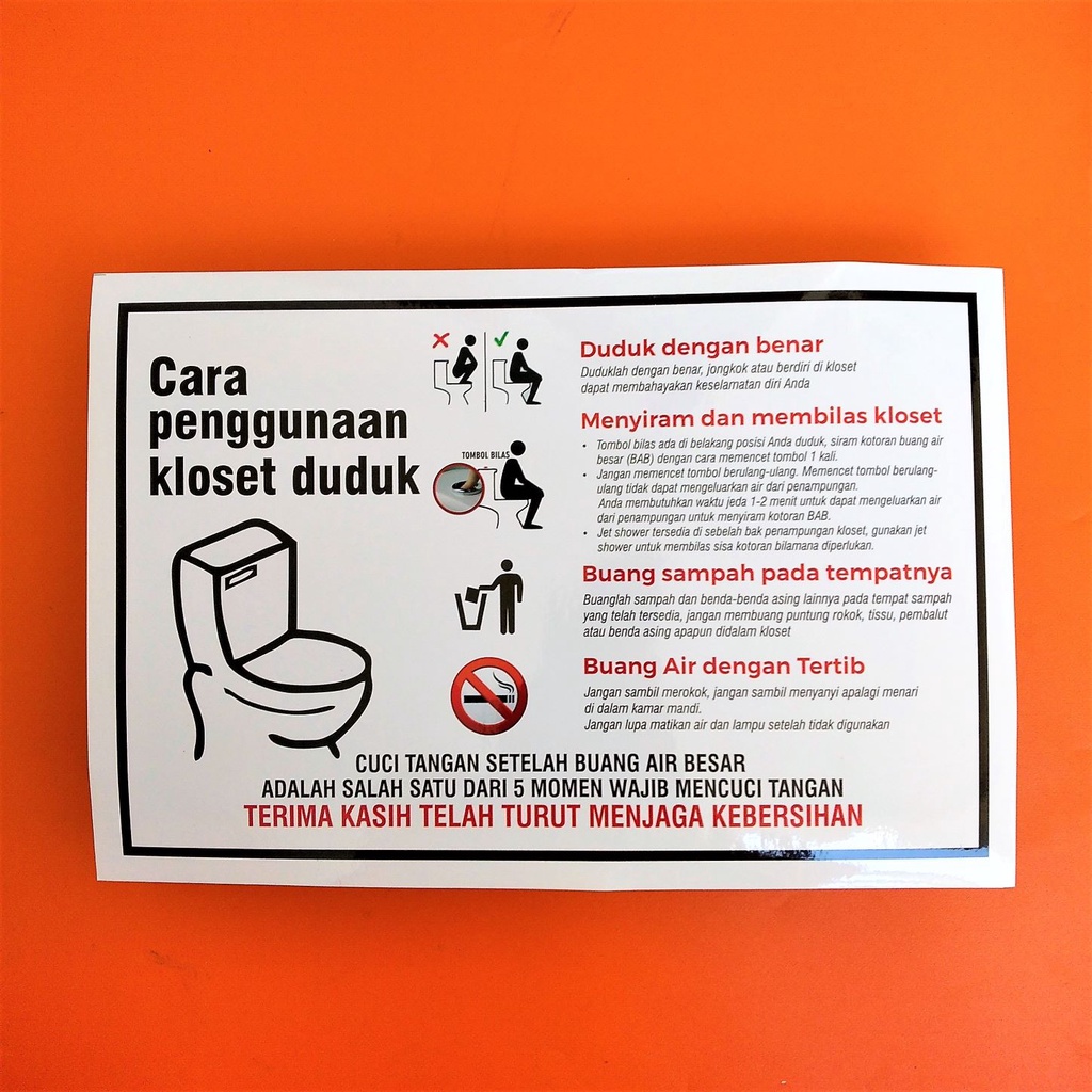 

Stiker Cara Penggunaan Kloset Duduk-Stiker Bahan Chromo