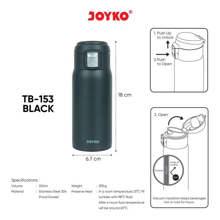 

Tumbler Botol Minum Stainless Steel Joyko TB-152 ~ 153 - TB-153 Black
