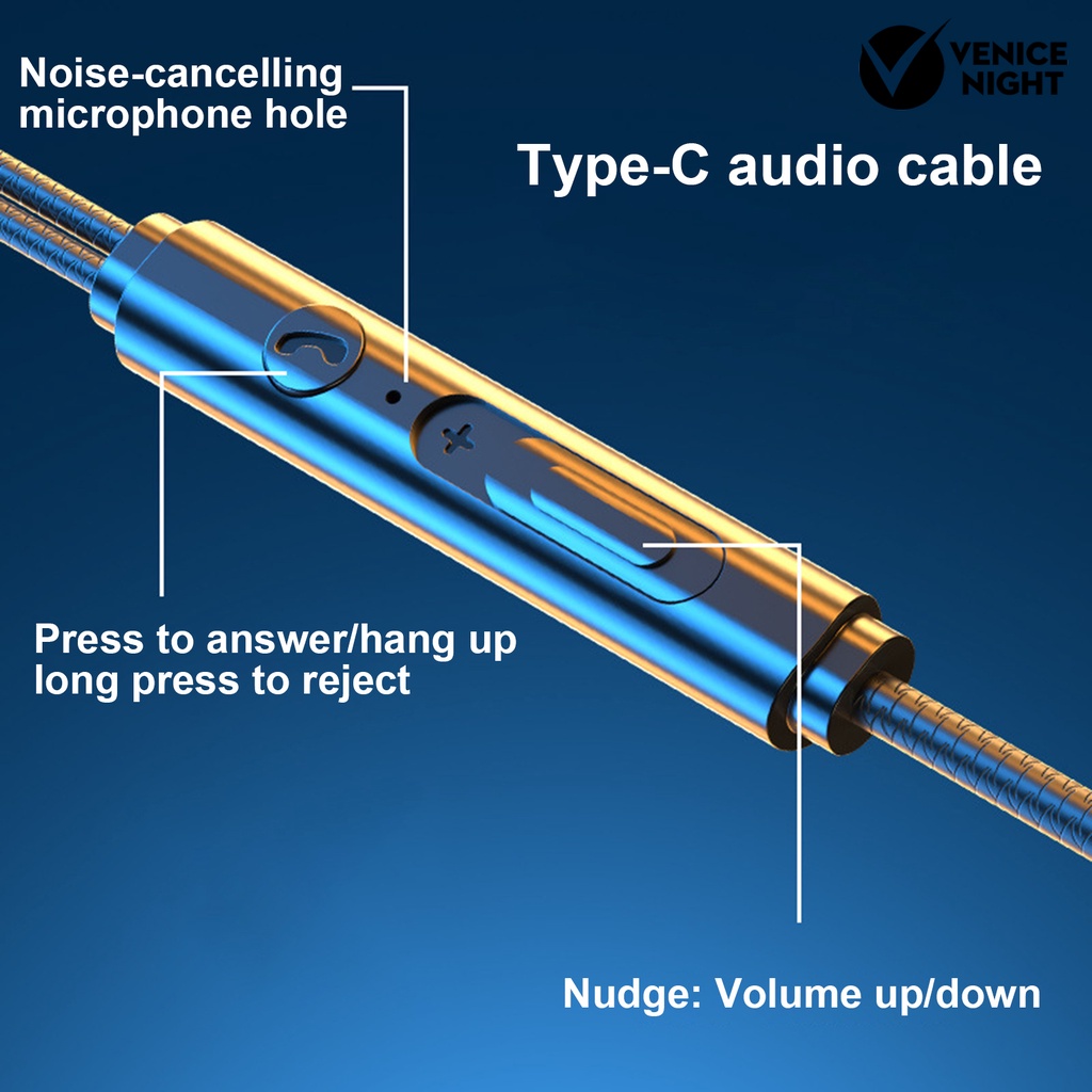 (VNEP) (Berkabel) Headset Earphone Gaming In-ear Stereo Kabel Jack 3.5mm / Tipe-C Dengan Mic Untuk Olahraga